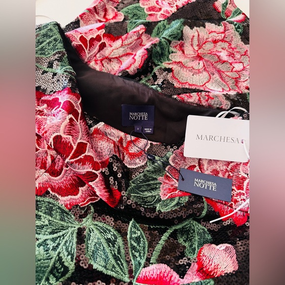 NWT Marchesa Notte One Shoulder Sequin Gown - Size 2 - MSRP $995 - Picture 7 of 9